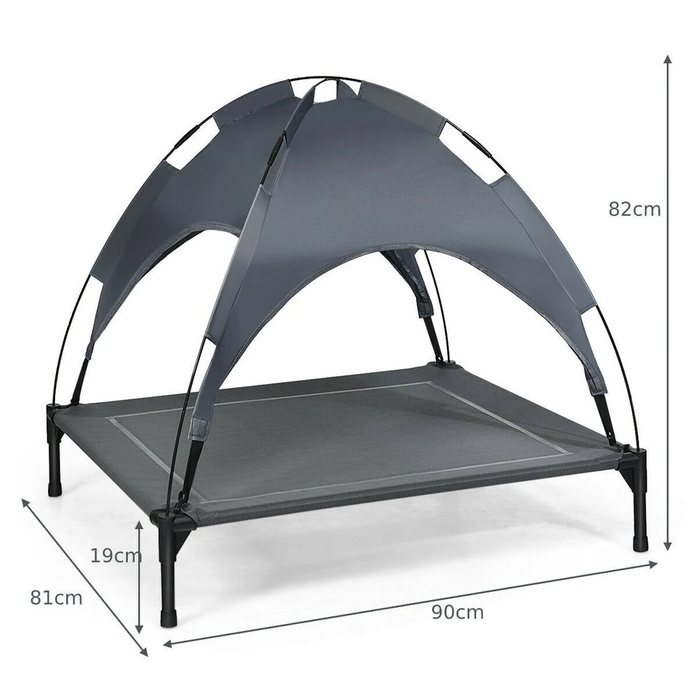 Elevated Pet Cot with Detachable Canopy Shade & Sturdy Steel Frame-L
