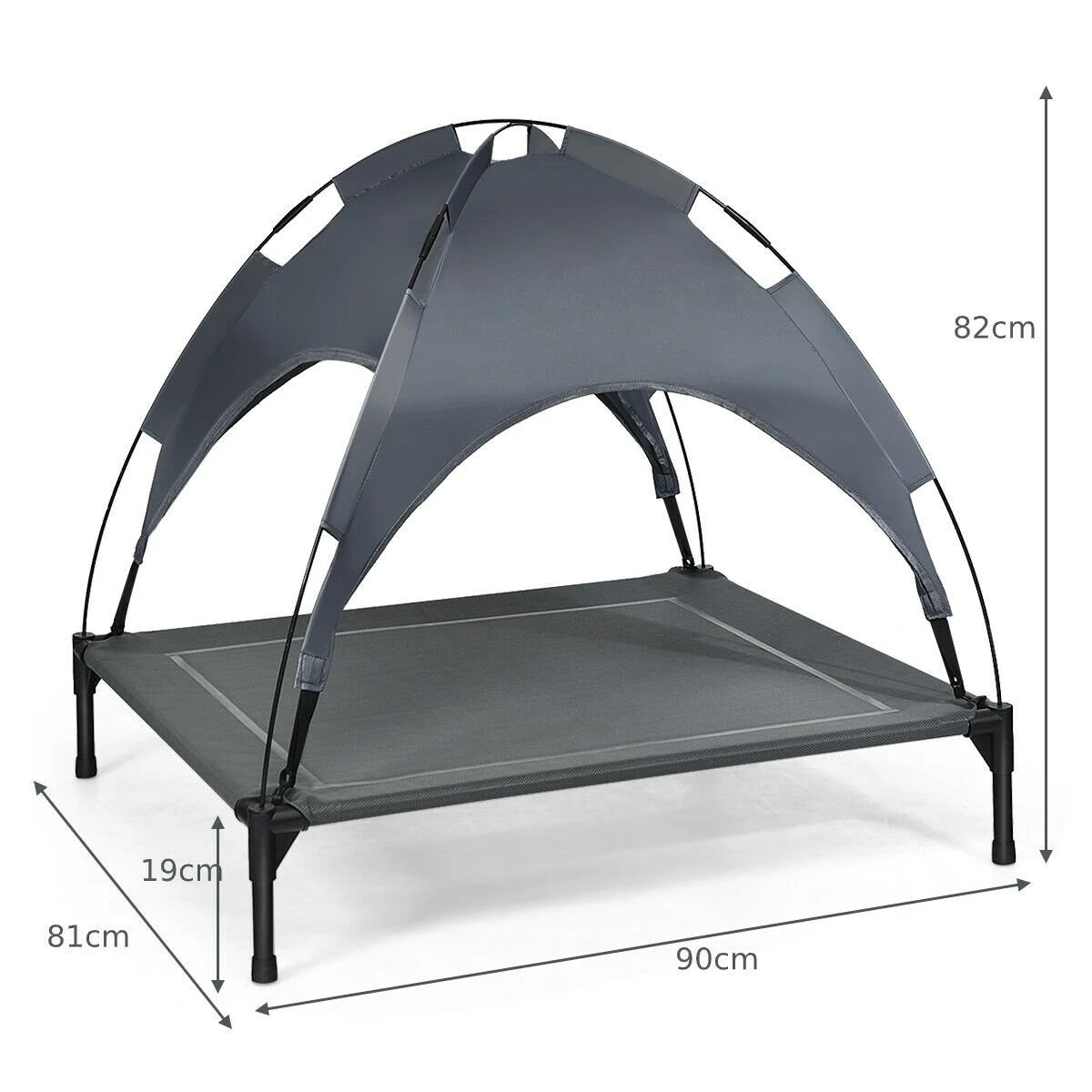 Elevated Pet Cot with Detachable Canopy Shade & Sturdy Steel Frame-L
