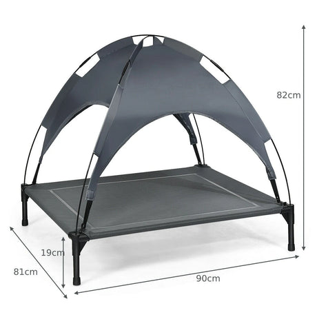 Elevated Pet Cot with Detachable Canopy Shade & Sturdy Steel Frame-L