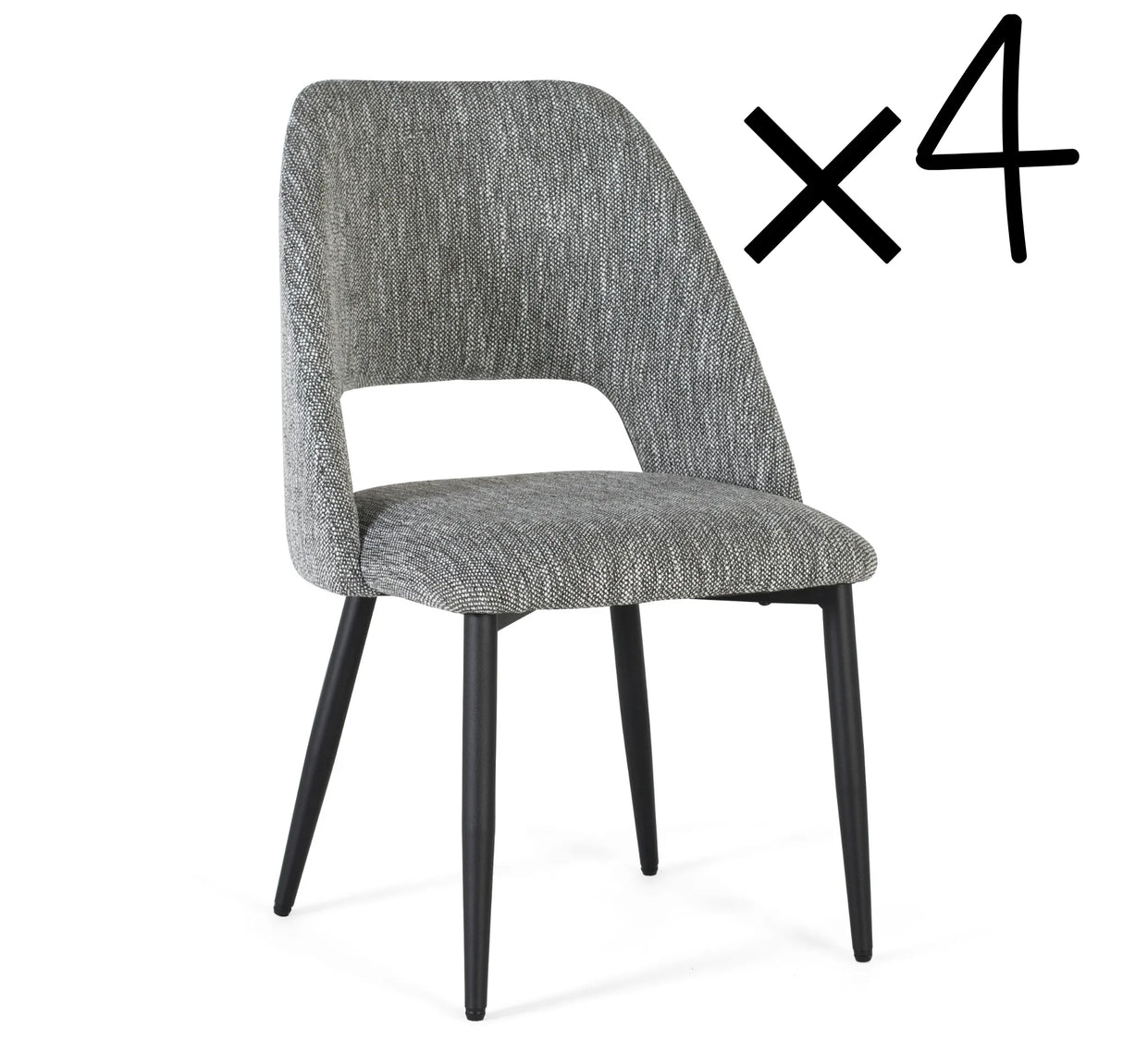 Giner and Colomer Set Of 2 Chairs Upholstered In Grey Fabric With Black Metal Legs