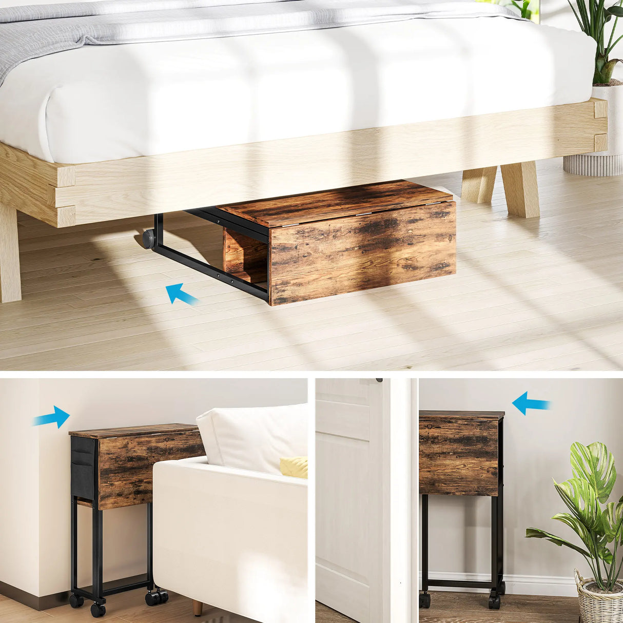 HOMCOM 63 cm Drop Leaf Writing Work Desk - Rustic Brown