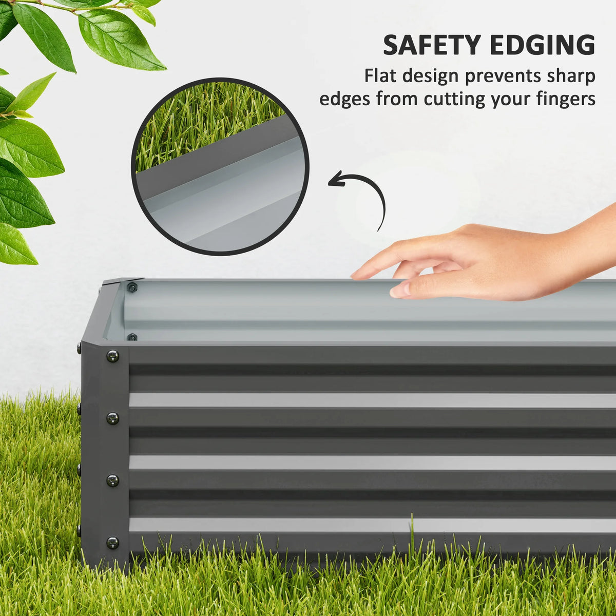 Outsunny Set of Two 110 x 50cm Steel Planter Boxes - Light Grey
