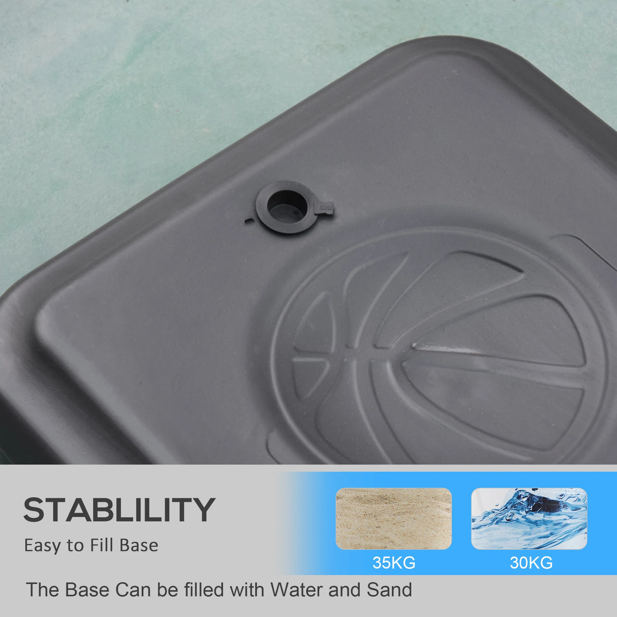 HOMCOM 94-123cm Adjustable Height Basketball Hoop and Stand