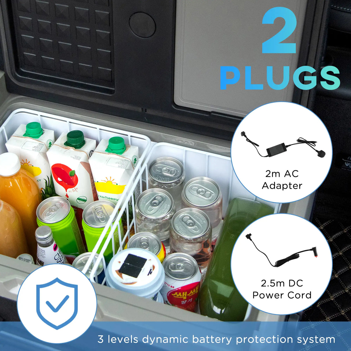 Outsunny 40L Car Refrigerator, Portable Compressor Cooler Box, Fridge Freezer w/ Inner LED Light, Foldable Handles, Cup Holders, 12/24V DC and 110-240V AC for Campervan RV Boat Travel Down to -20