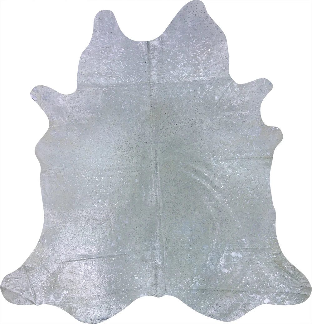 COWHIDE METALLIC SILVER ON OFF WHITE 3-5M - 224cm 214cm