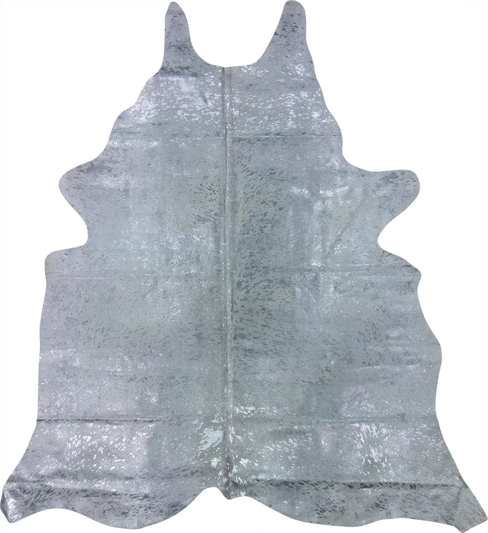 COWHIDE METALLIC SILVER ON OFF WHITE 3-5M - 231cm 215cm