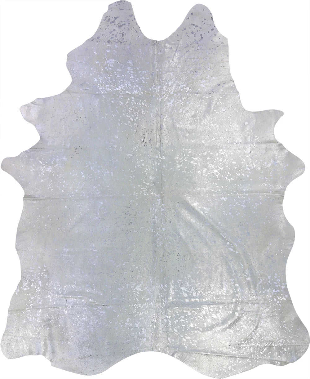 COWHIDE METALLIC SILVER ON OFF WHITE 3-5M - 237cm 195cm