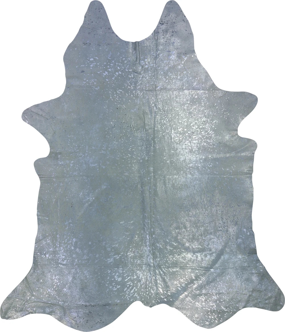 COWHIDE METALLIC SILVER ON OFF WHITE 3-5M - 244cm 210cm
