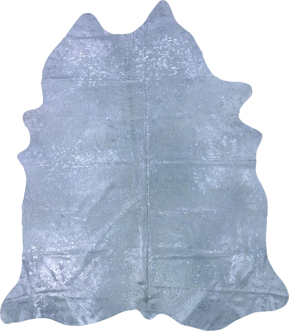 COWHIDE METALLIC SILVER ON OFF WHITE 3-5M - 234cm 204cm