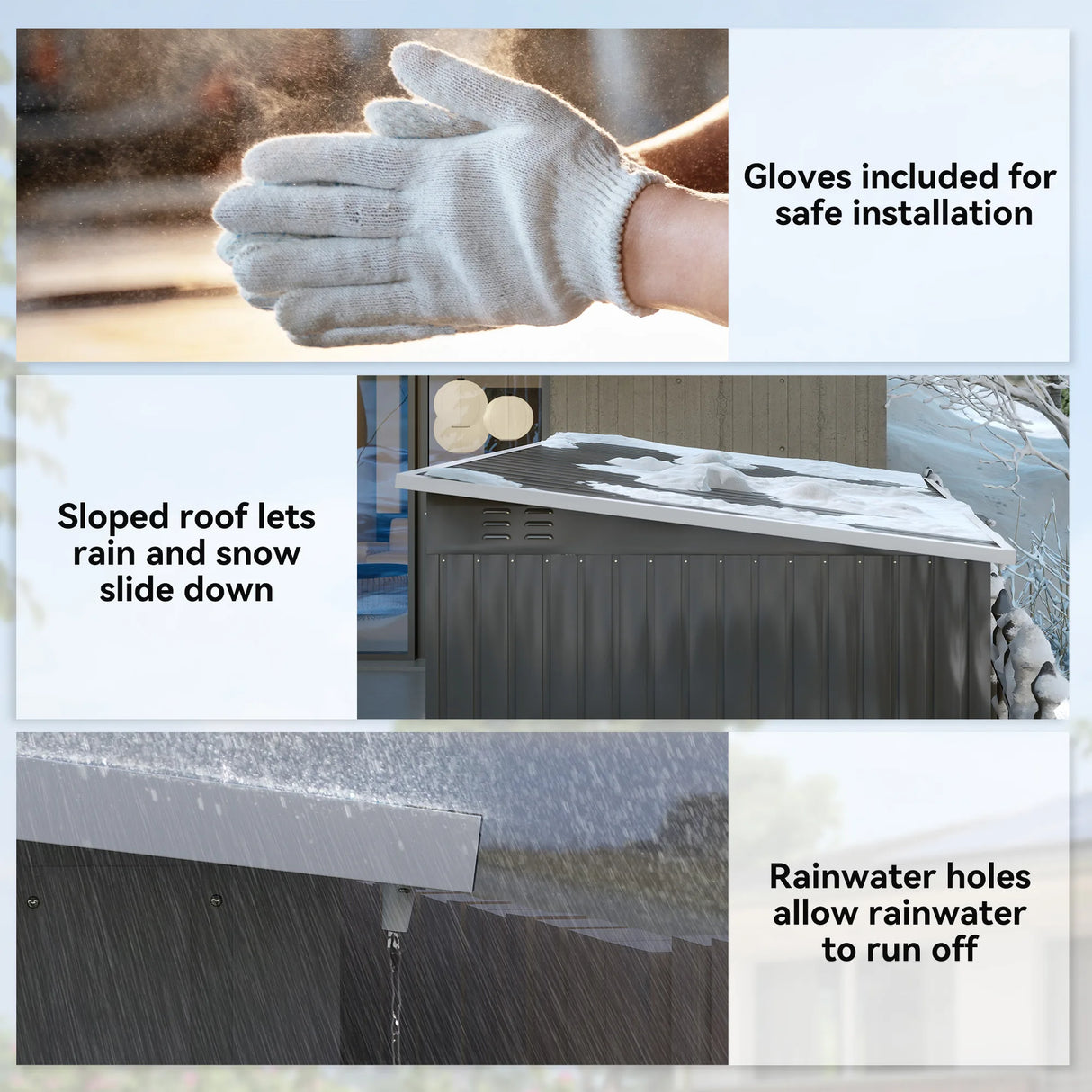 Outsunny 8.5 x 6ft Storage Shed Galvanised Steel Garden Shed, Metal Shed with Foundation Kit, Window, Lockable Wide Doors and Air Vents for Outdoor Patio, Dark Grey