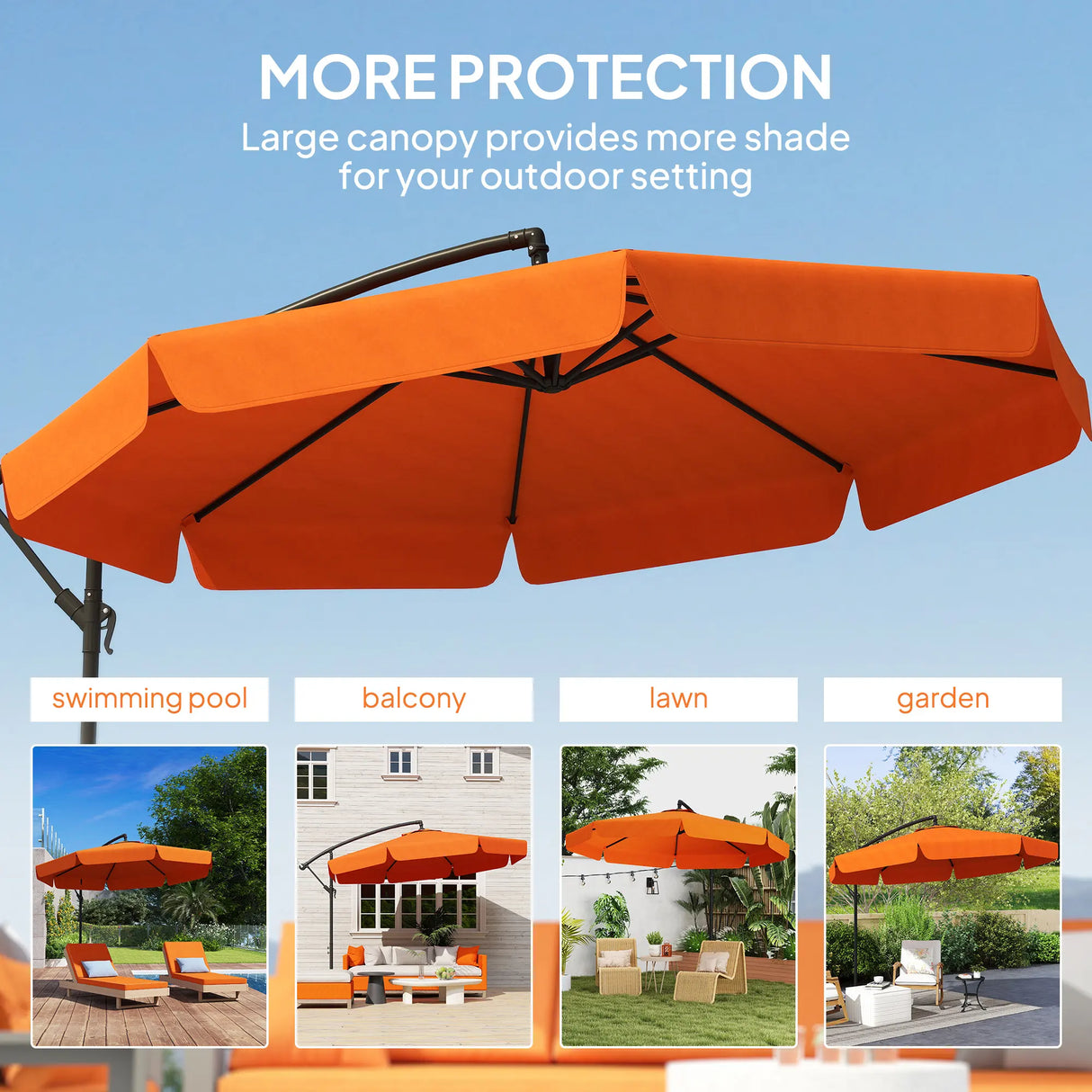 Outsunny 2.7m Garden Cantilever Banana Parasol - Orange