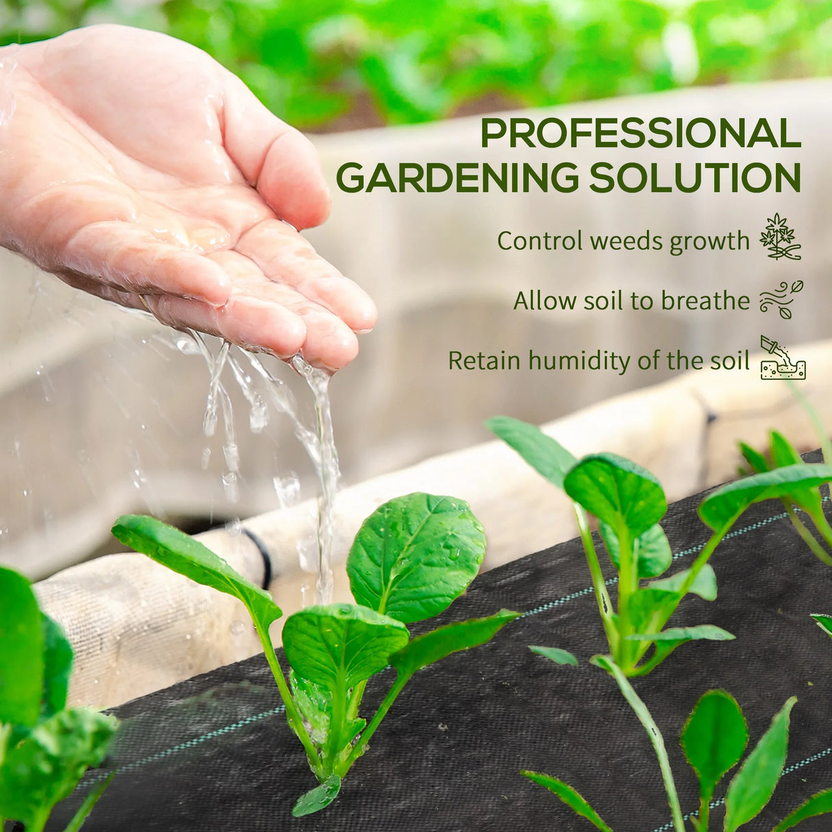 Outsunny 2m x 100m Heavy Duty Weed Control Membrane, Weed Membrane for Landscaping Driveway Gravel Artificial Grass Lawn Underlay, Black