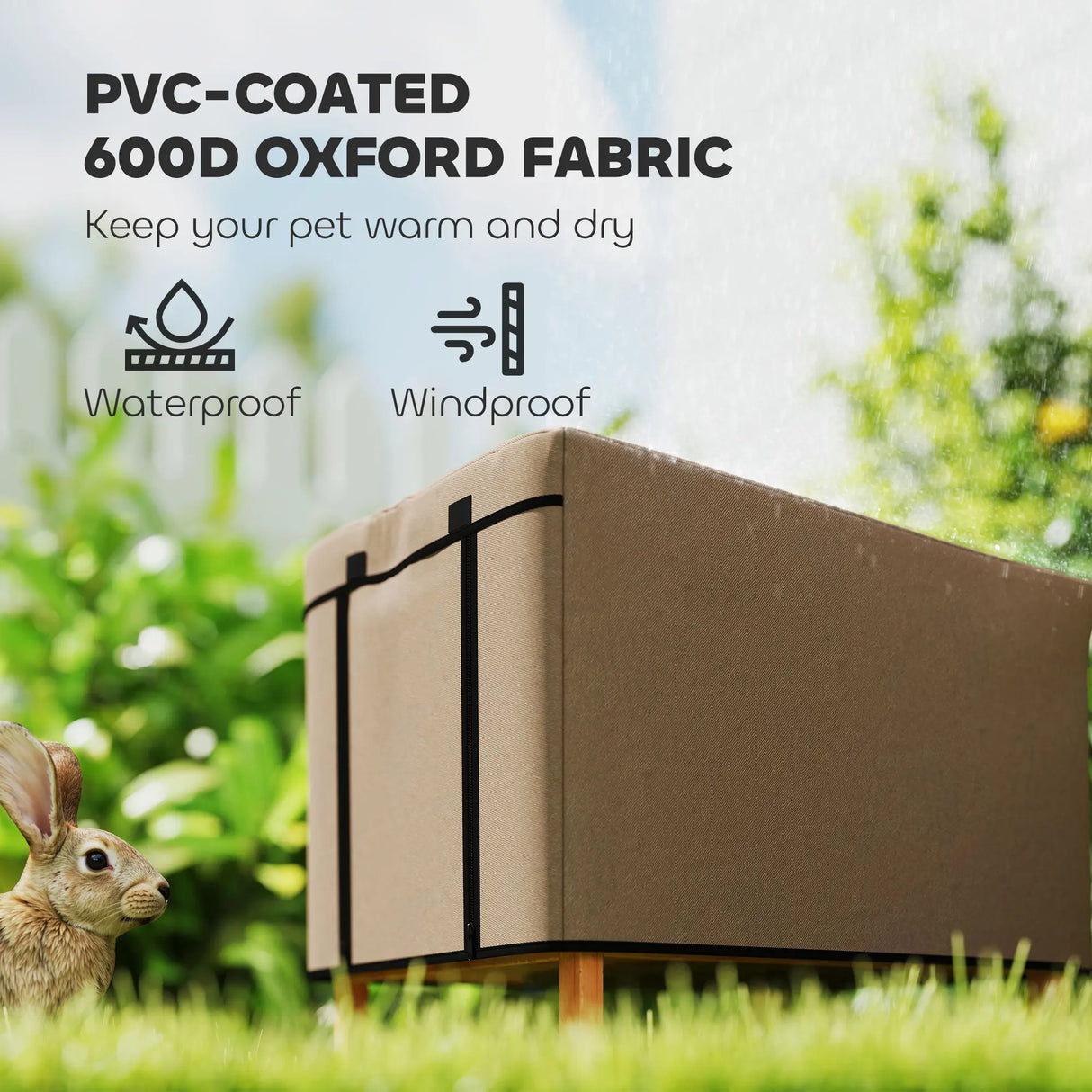 PawHut Water-Resistant Rabbit Hutch Cover for X-D2-0047 and Similar Models, 43 x 52 x 37cm, Brown