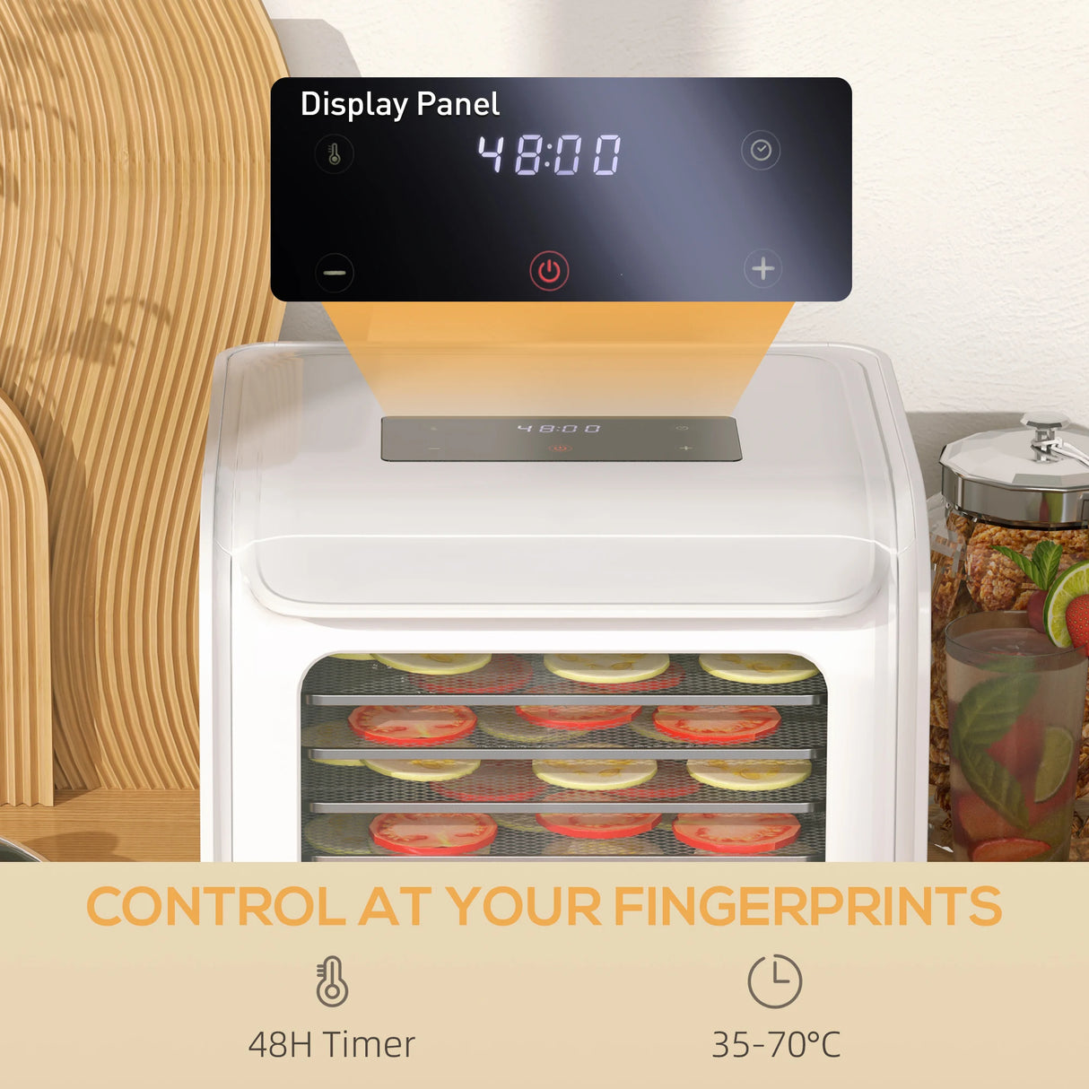 HOMCOM 35-70C Six-Tray Food Dehydrator - White