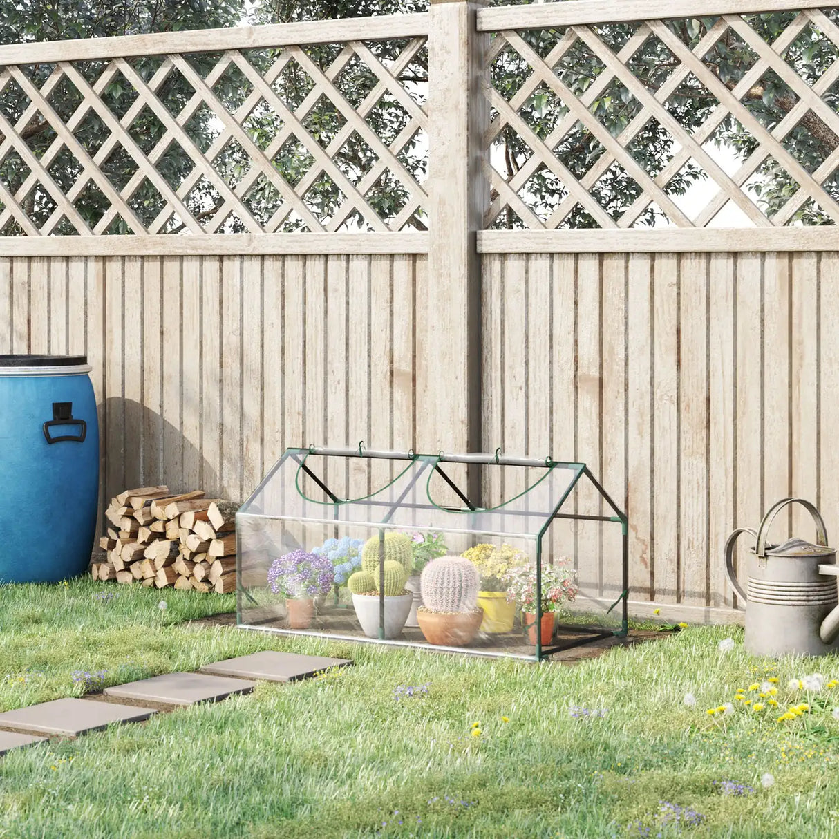 Outsunny Mini Greenhouse Portable Flower Planter Vegetable Grow House for Garden Backyard with Zipped Windows, 120 x 60 x 60 cm, Clear