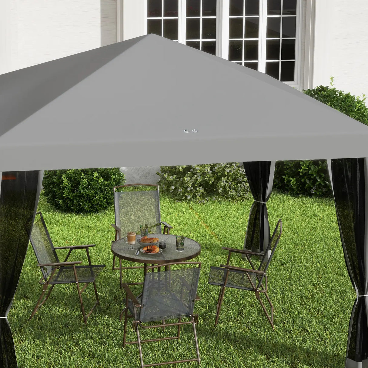 Outsunny 3 x 3 m Pop Up Gazebo, 420D Garden Tent Canopy with Removable Mesh Sidewall Netting, Carry Bag for Garden Patio Outdoor, Light Grey