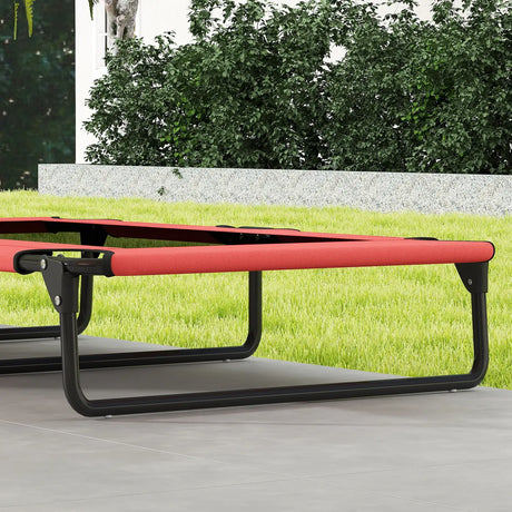 PawHut Portable Raised Dog Bed, Elevated Pet Cot with Breathable Mesh for Indoor Outdoor, for Large Dogs, Red