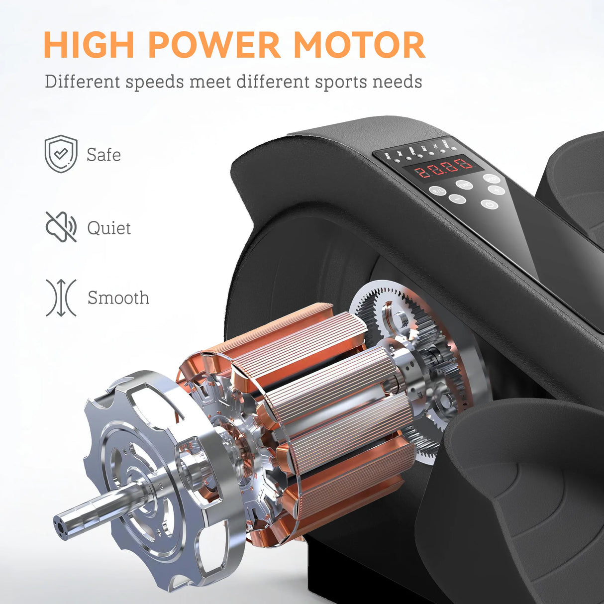 SPORTNOW Under Desk Elliptical Machine, Seated Pedal Exerciser, Mini Electric Elliptical Machine for Seniors with LCD Monitor, Remote Control and 10 Adjustable Speed, Quiet & Portable, Black