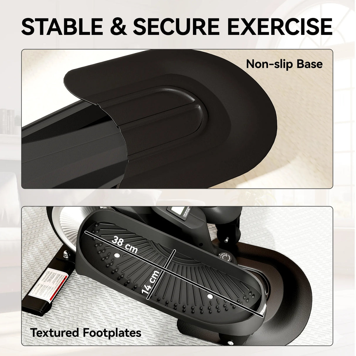 SPORTNOW Under Desk Elliptical Machine with LCD Monitor, 8 Adjustable Magnetic Resistances for 2-in-1 Seat & Stand Up Exercise