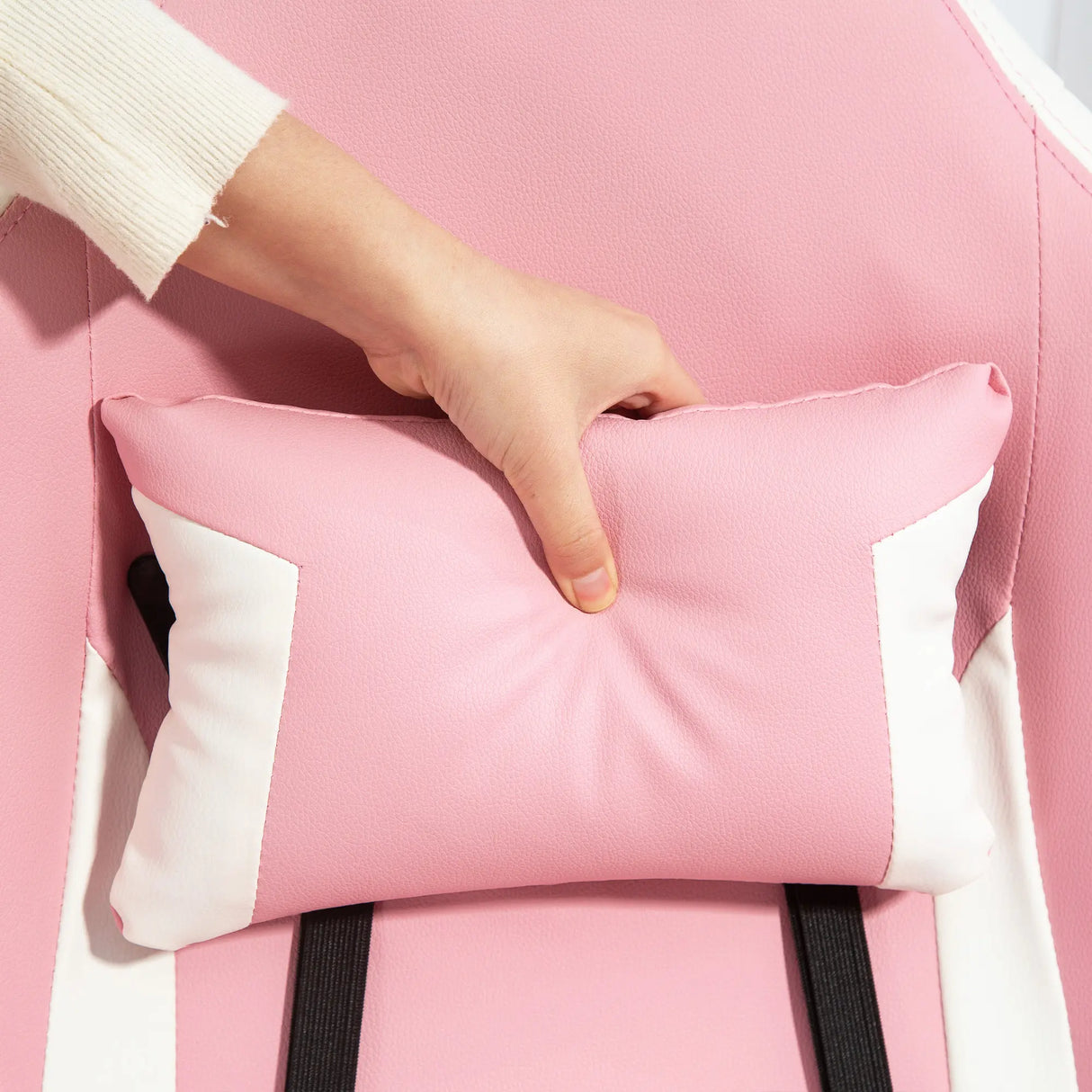 HOMCOM Manual Recliner Armchair PU Leather Lounge Chair w Adjustable Leg Rest, 135 Reclining Function, 360 Swivel, Pink