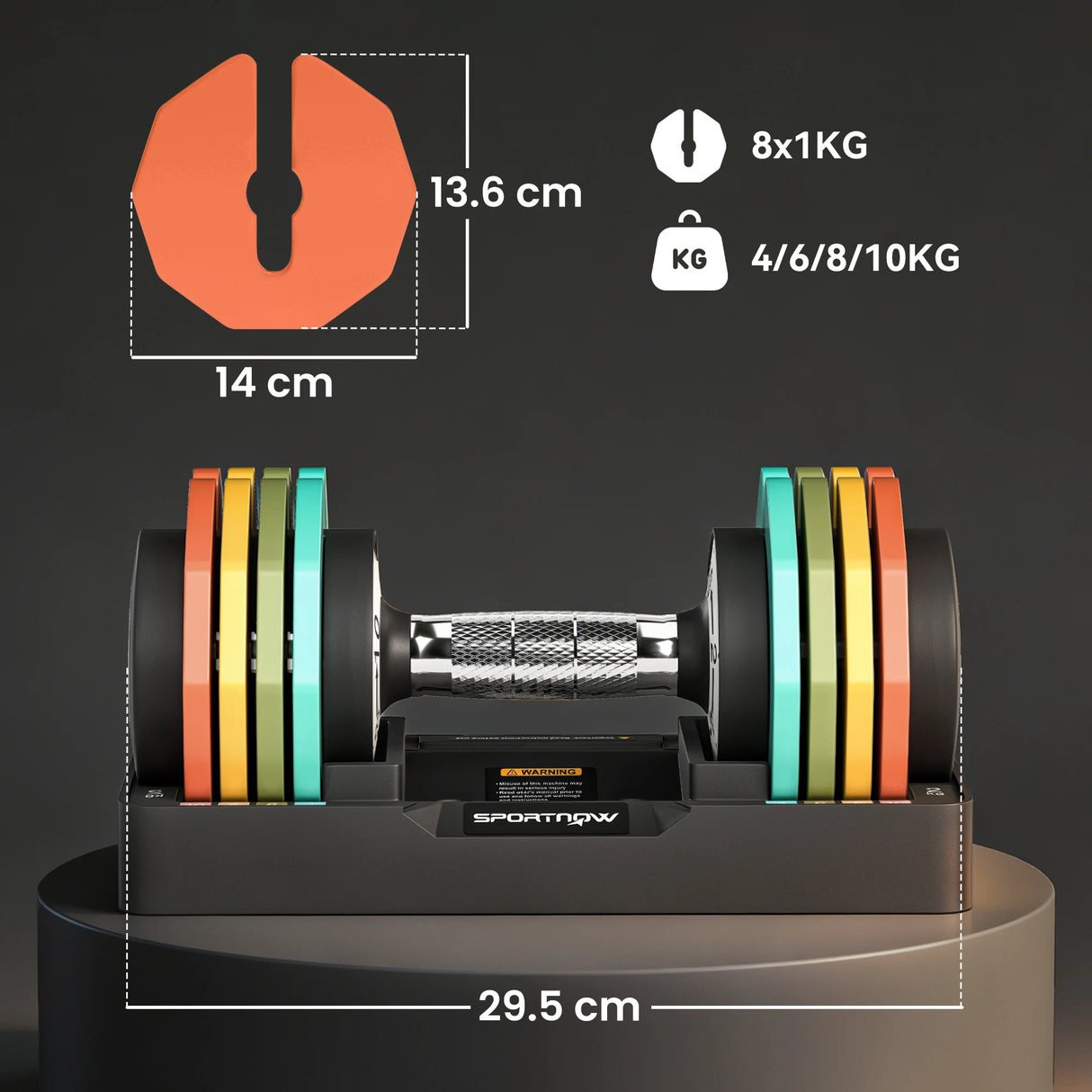 SPORTNOW Adjustable Dumbbells Set with Safety Locking Mechanism, Multicoloured