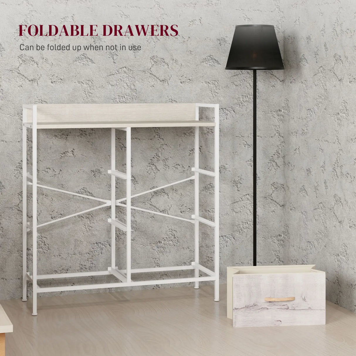 HOMCOM Rustic Chest of Six Fabric Drawers - Natural