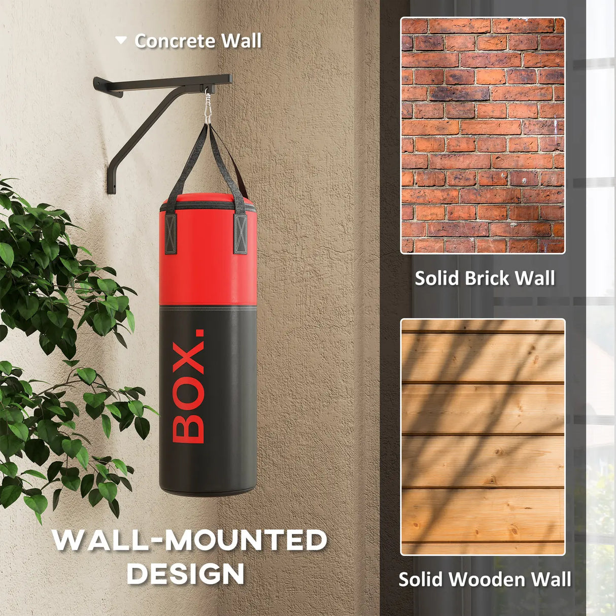 SPORTNOW Unfilled Punching Bag Set with Boxing Bag Bracket, Boxing Gloves, Hand Wraps and 360 Swivel Hook