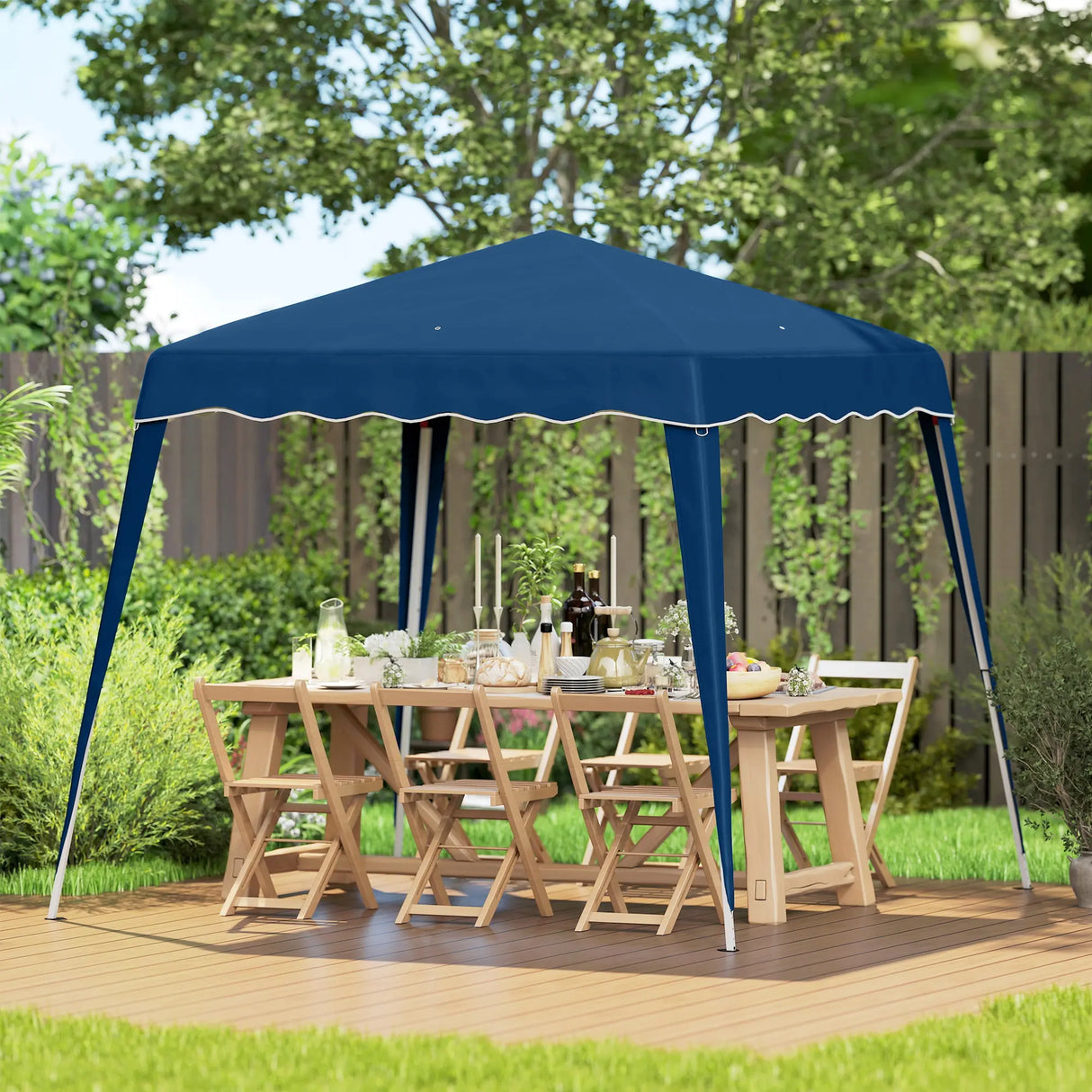 Outsunny 3 M x 3 M Base/ 2.5 M x 2.5 M Top Pop Up Gazebo, 2 Person Setup Instant with Carry Bag, Height Adjustable Slant Leg Party Tent Instant Event Shelter for Garden, Patio