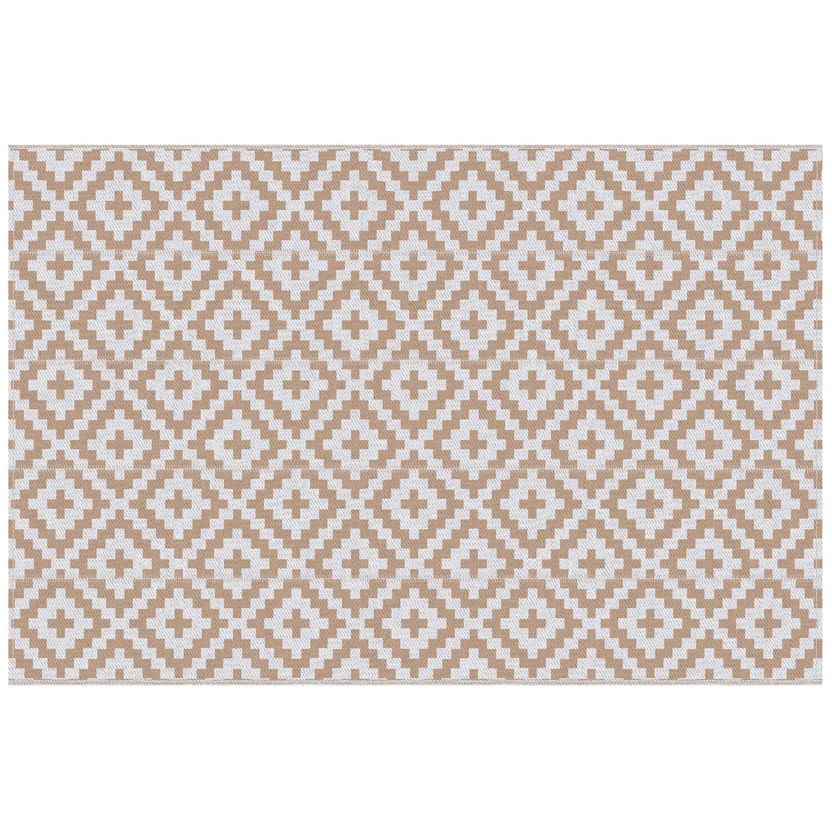Outsunny Reversible Outdoor RV Rug, Patio Floor Mat, 274 x 182 cm Plastic Straw Rug for Garden, terrace, Beach, Camping, Coffee & White