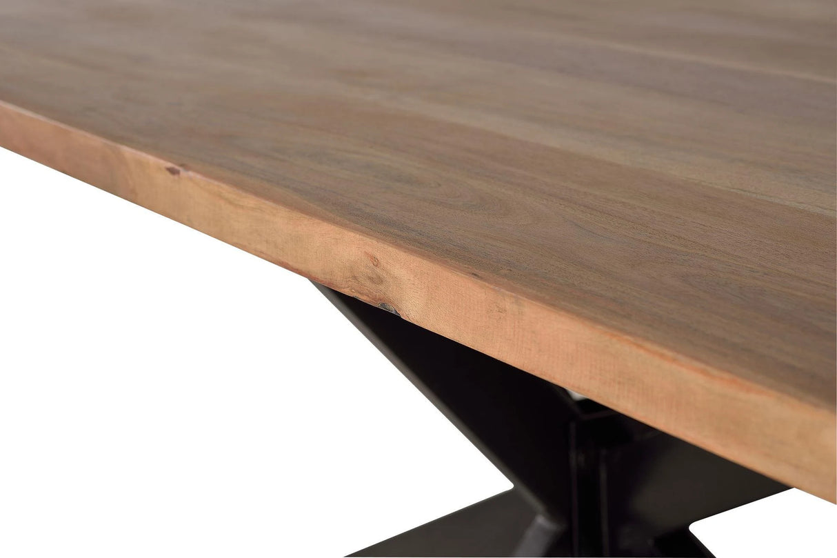 Giner and Colomer Dining Table In Solid Acacia Wood With Metal Base (180 cm Top)