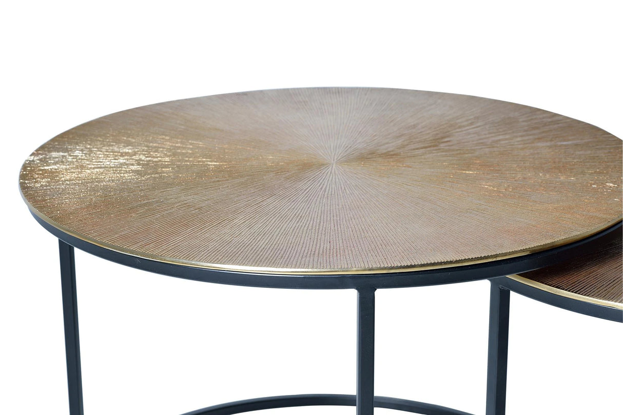 Giner and Colomer Set Of 2 Nesting Tables With Metal Base And Bronze Top (Large & Small)