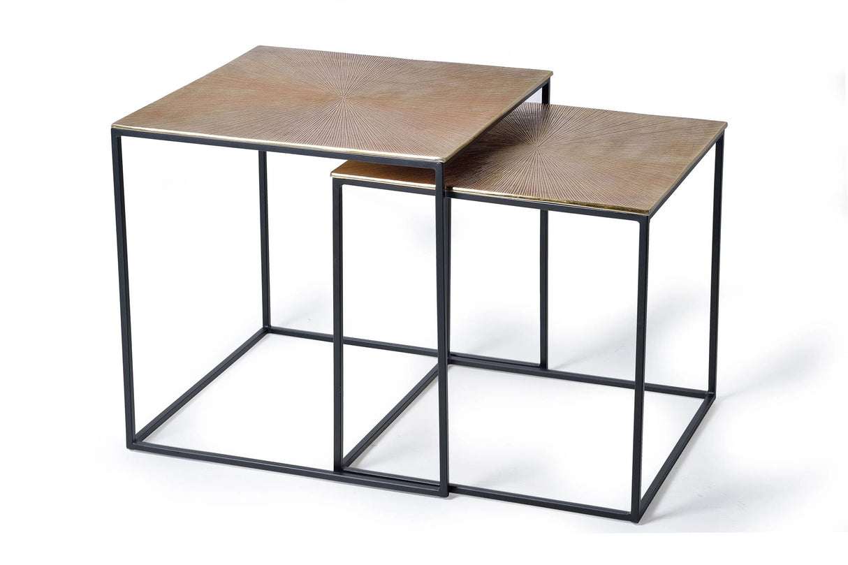 Giner and Colomer Set Of 2 Nesting Tables With Metal Base And Bronze Top (Alternate Sizes)