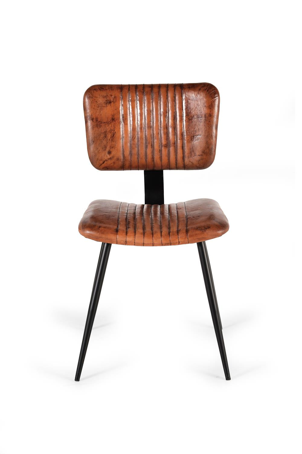 Giner and Colomer Set Of 2 Chairs Made Of Leather And Metal (Detailed Dimensions)