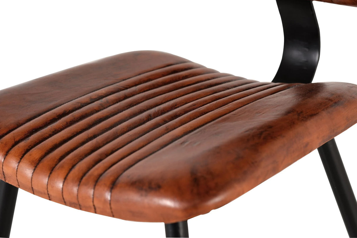 Giner and Colomer Set Of 2 Chairs Made Of Leather And Metal (Detailed Dimensions)