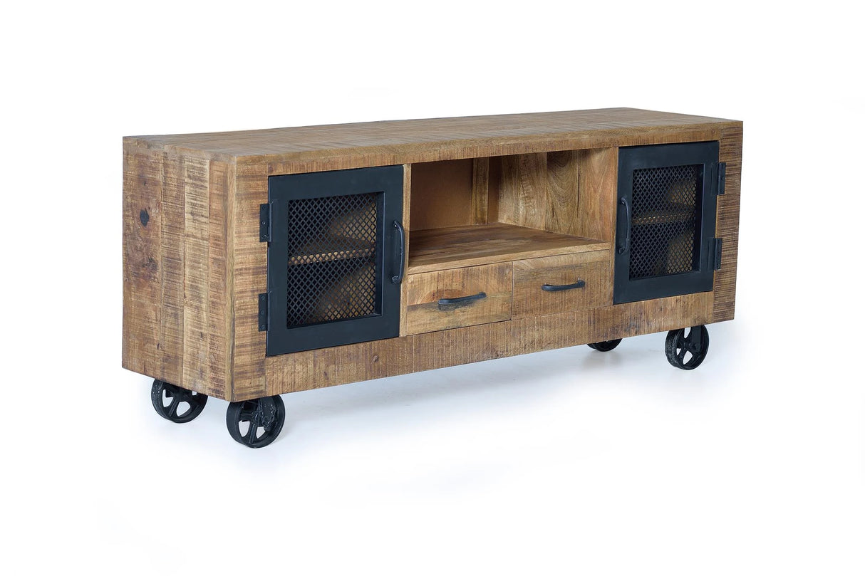 Giner and Colomer Industrial Style TV Furniture With Wooden Structure And Metal Doors