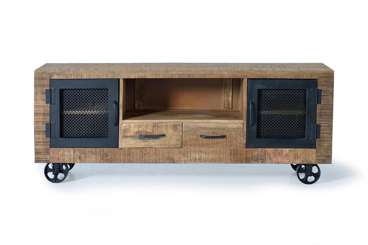 Giner and Colomer Industrial Style TV Furniture With Wooden Structure And Metal Doors