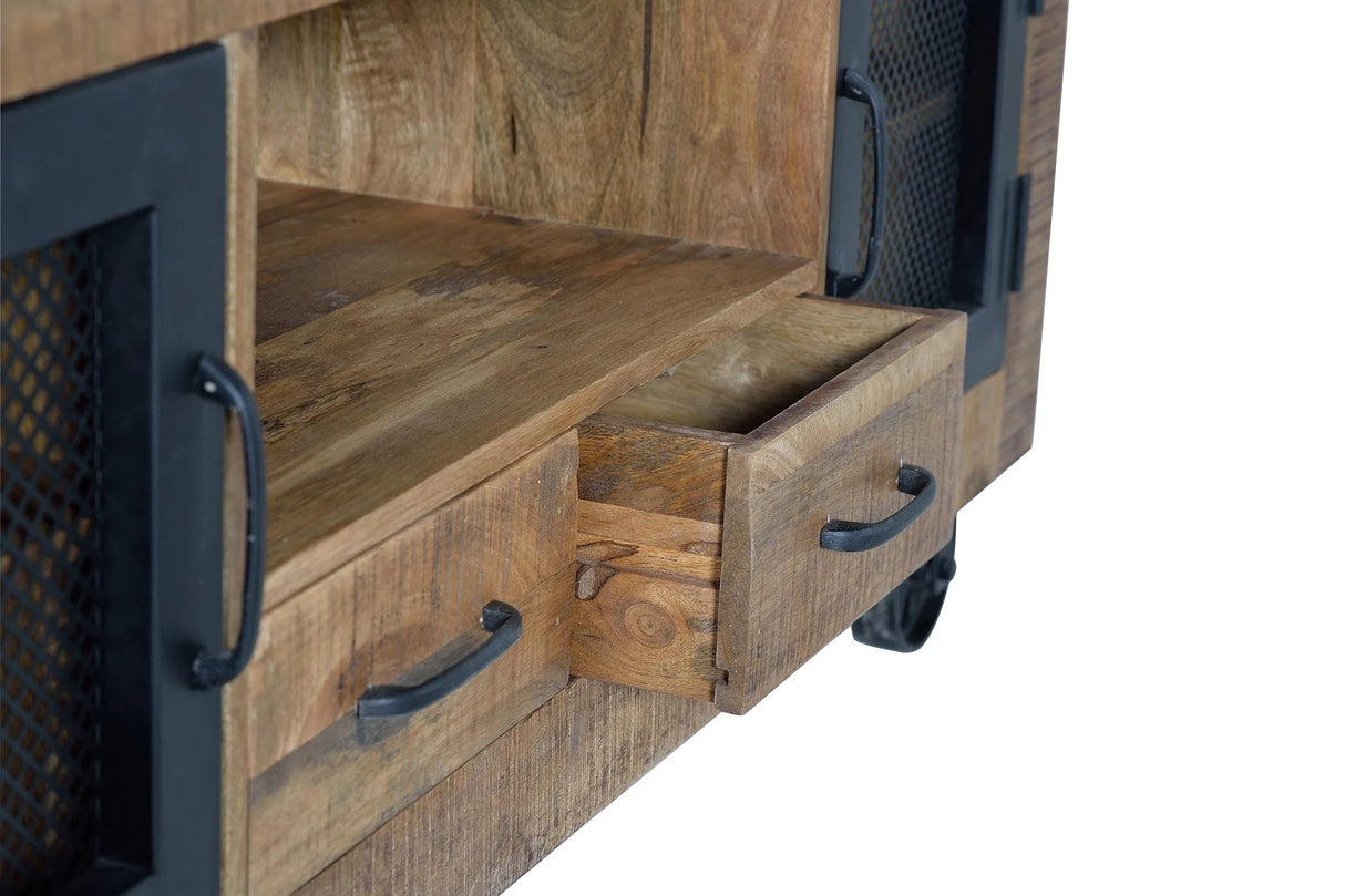 Giner and Colomer Industrial Style TV Furniture With Wooden Structure And Metal Doors