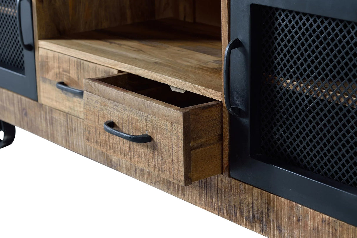 Giner and Colomer Industrial Style TV Furniture With Wooden Structure And Metal Doors