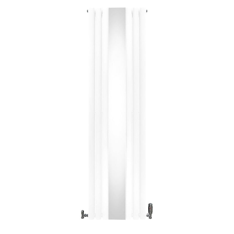 Oval Mirror Radiator & Valves - 1800mm x 500mm - White