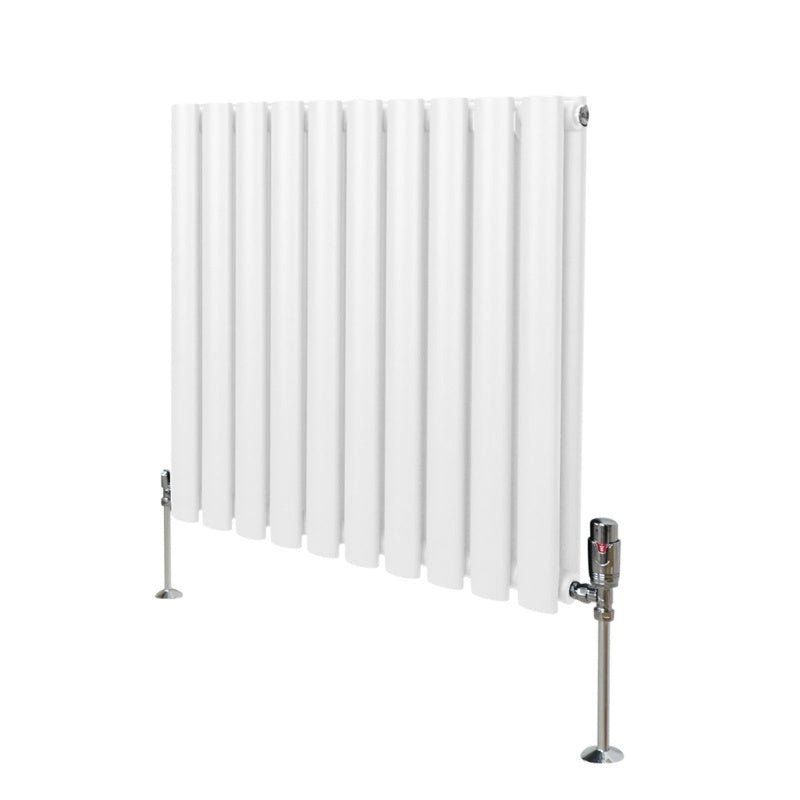 Oval Column Radiator & Valves - 600mm x 600mm White