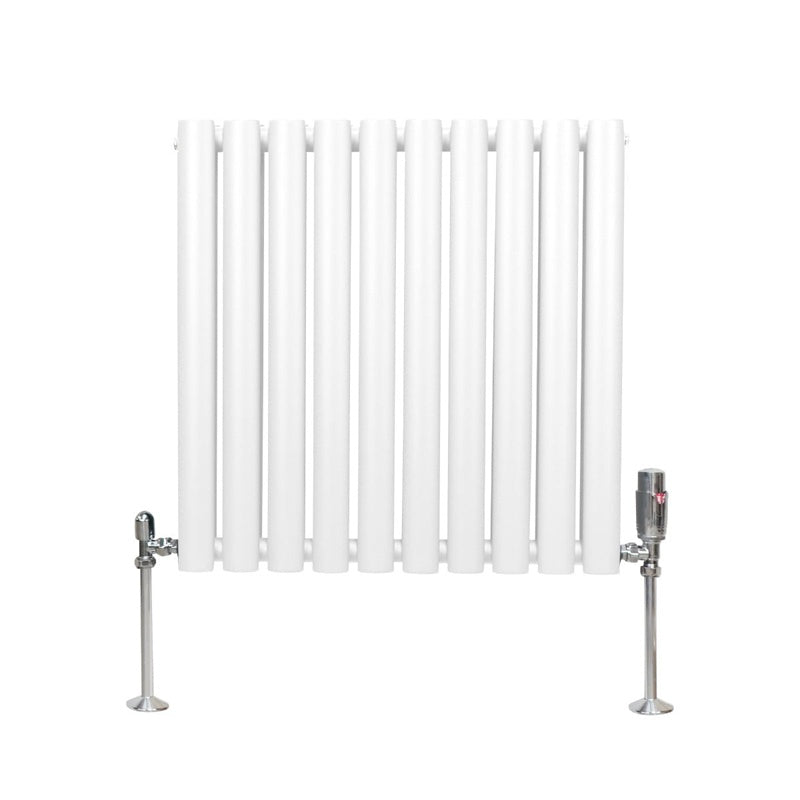 Oval Column Radiator & Valves - 600mm x 600mm White