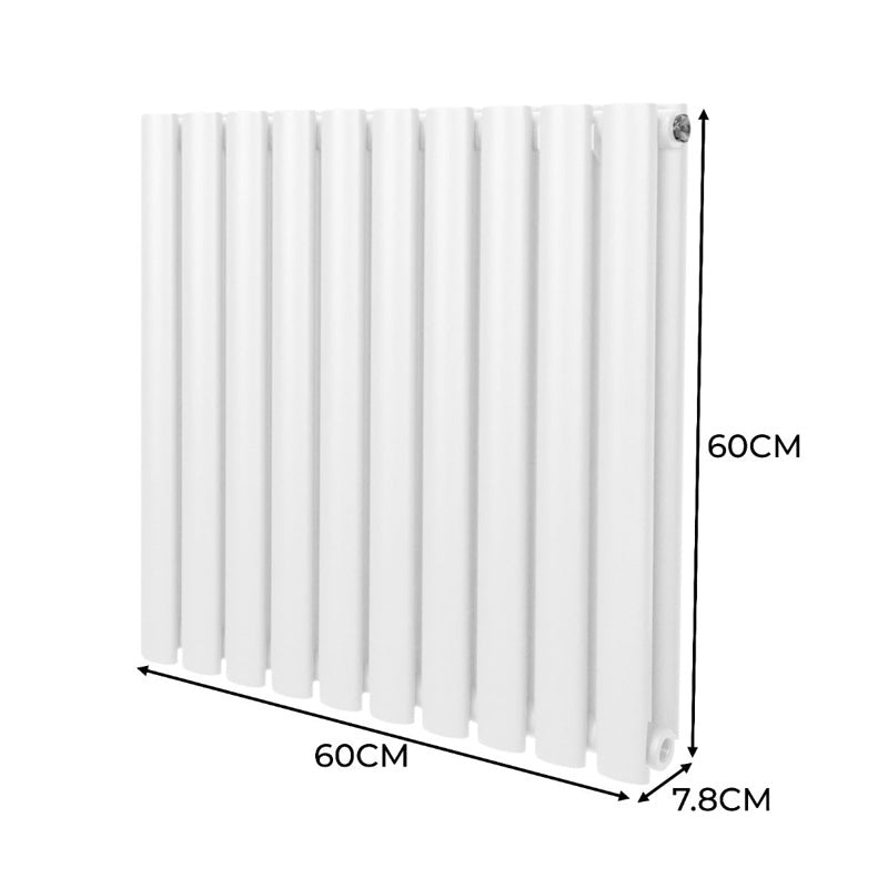 Oval Column Radiator & Valves - 600mm x 600mm White