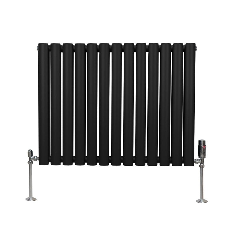 Oval Column Radiator & Valves - 600mm x 780mm Black