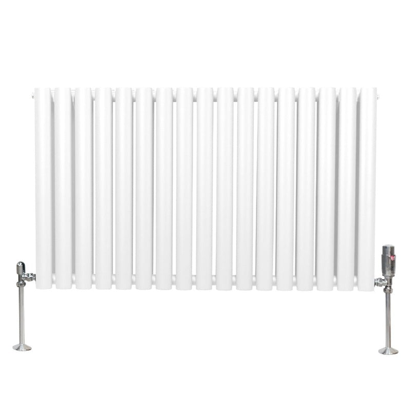 Oval Column Radiator & Valves - 600mm x 1020mm White