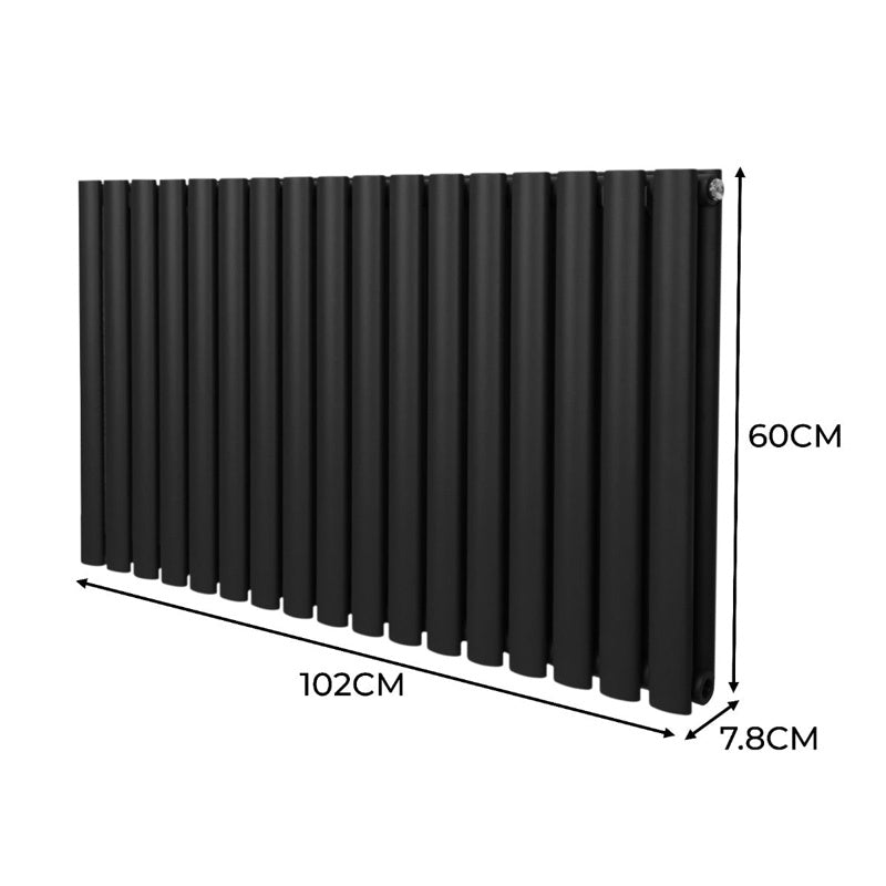 Oval Column Radiator & Valves - 600mm x 1020mm Black