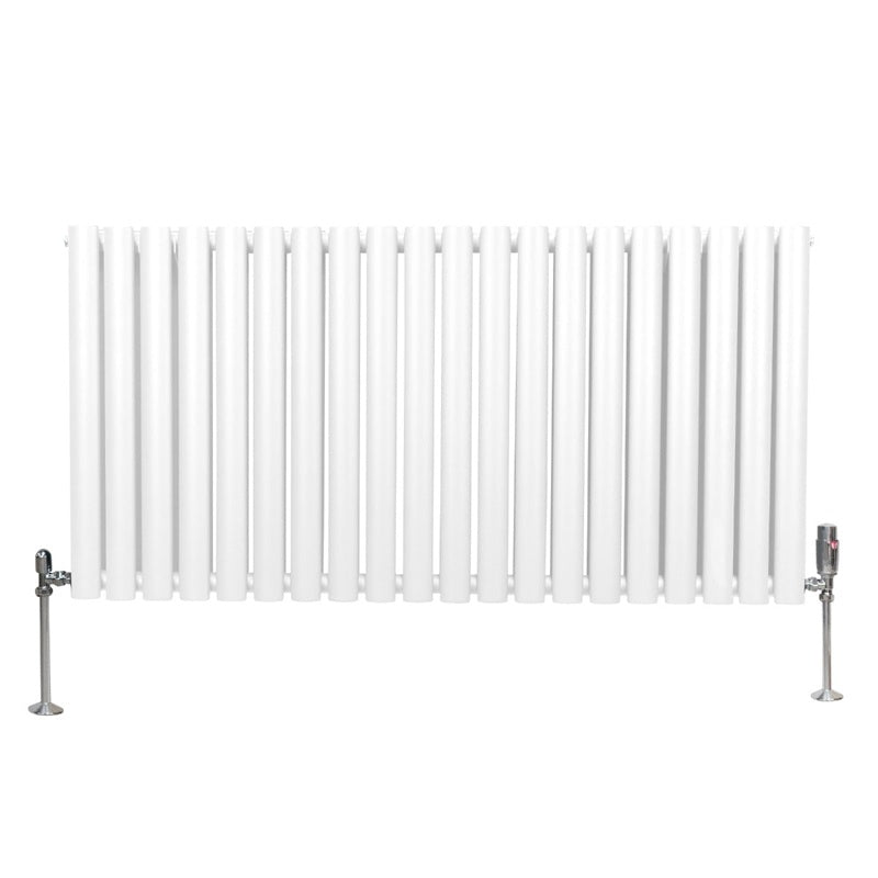 Oval Column Radiator & Valves - 600mm x 1200mm White
