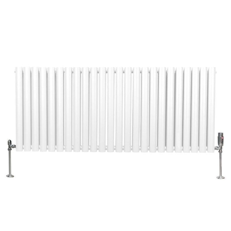 Oval Column Radiator & Valves - 600mm x 1440mm White