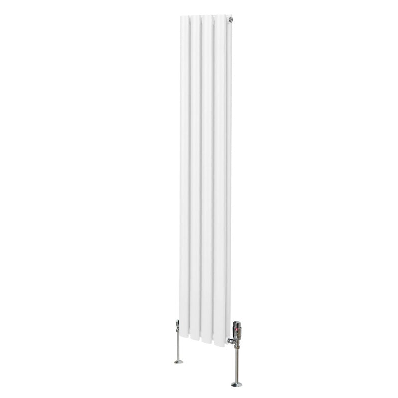 Oval Column Radiator & Valves - 1600mm x 240mm White
