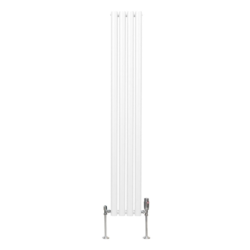 Oval Column Radiator & Valves - 1600mm x 240mm White