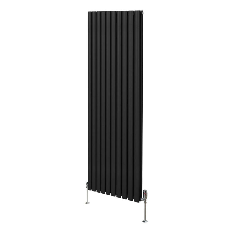 Oval Column Radiator & Valves - 1800mm x 600mm Black